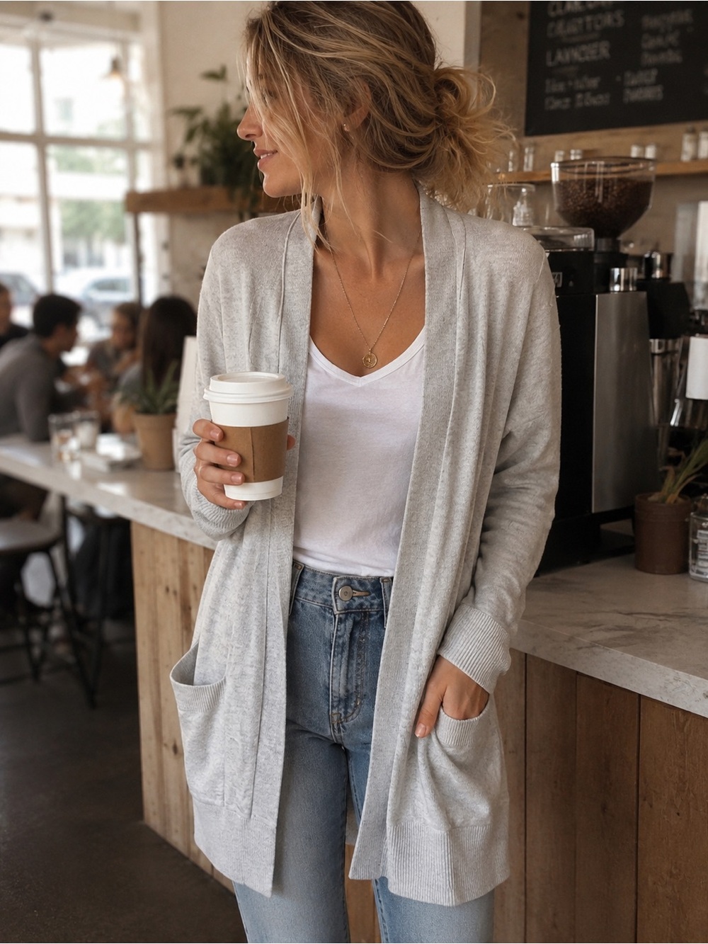 Chelsea28 Gray Comfy Cardigan